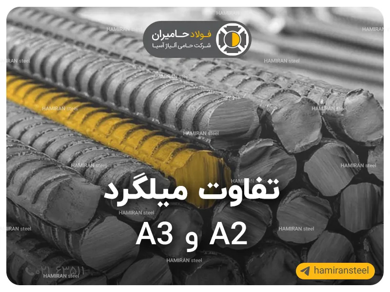 تفاوت میلگرد a2 و a3 در کاربرد و شکل ظاهری